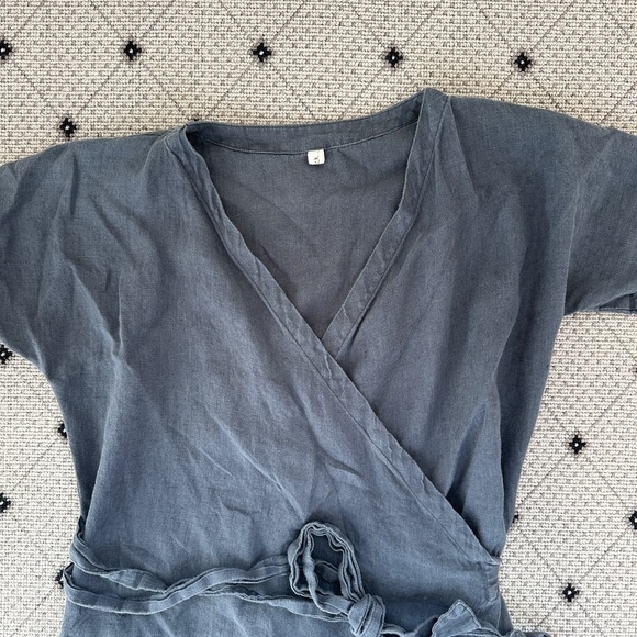Knock Knock Linen Charcoal Wrap Dress - Picture 2 of 2
